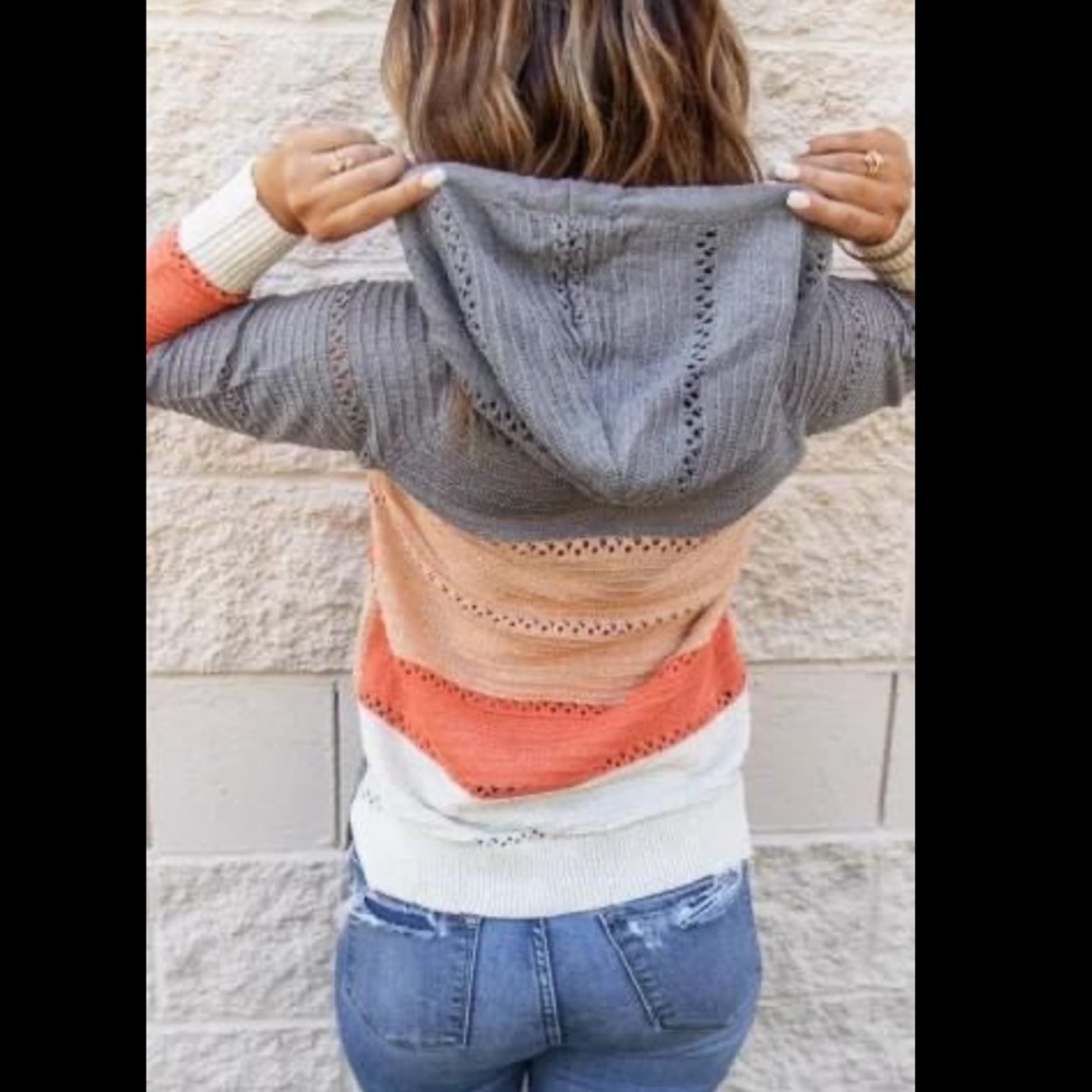 Medium Boutique hooded block stripe sweater